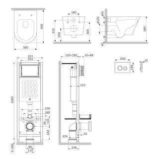 Инсталляция Am.Pm ErgoFit с подвесным унитазом Aquaspin и клавишей IS110101.851900